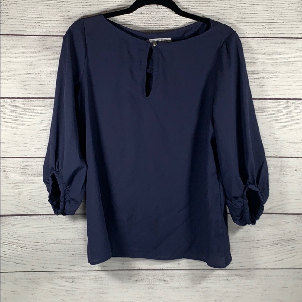 Jennifer Lopez Blouse Sz Med Navy Blue